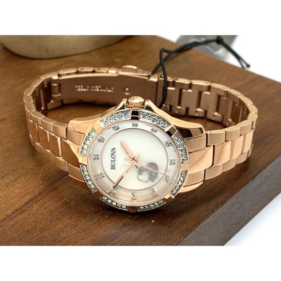 Bulova Women's Watch 98L303 Quartz Crystal Accent Rose Gold Stainless Steel - Picture 8 of 14